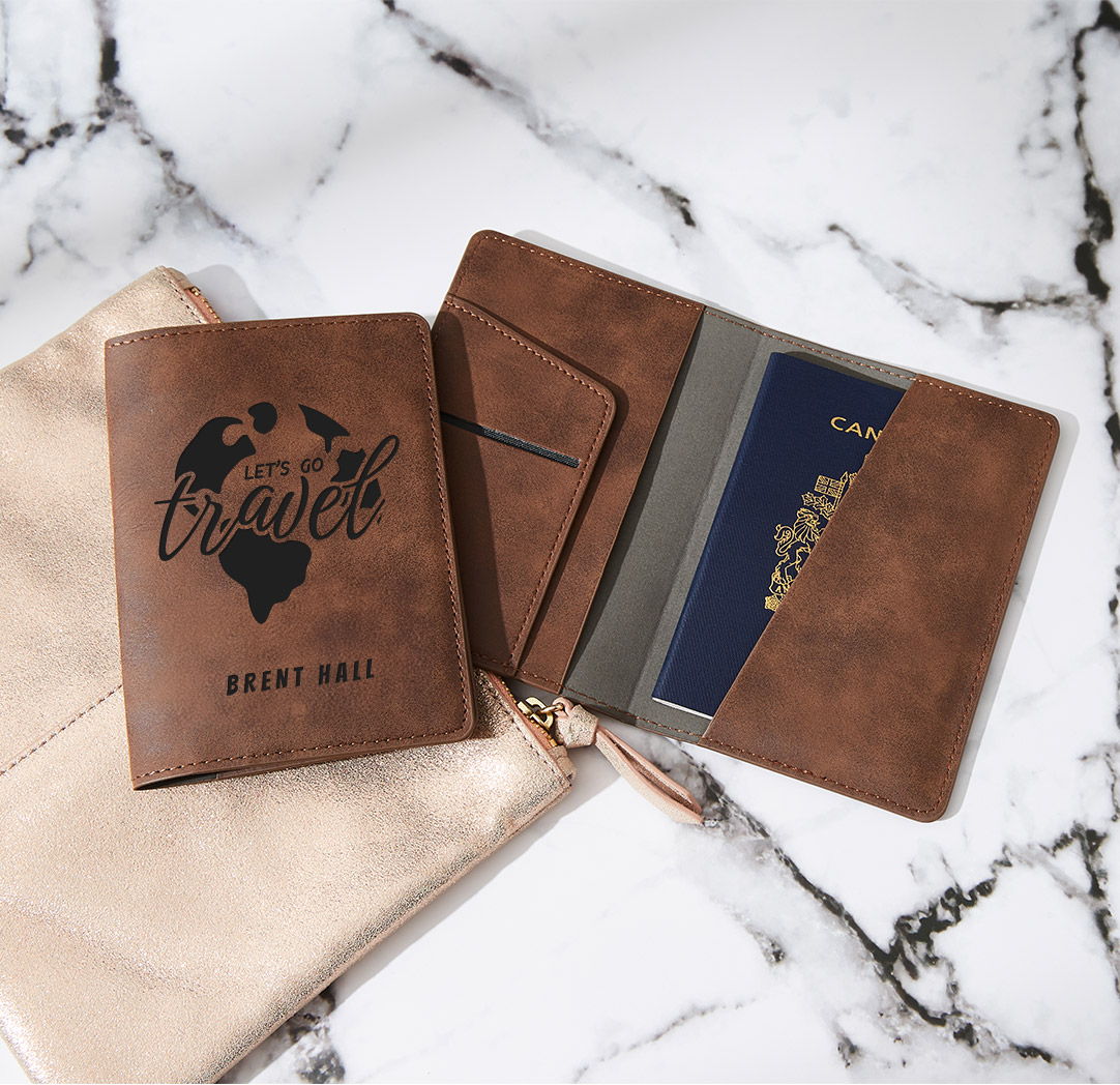 Personalized Brown Leather Passport Holder