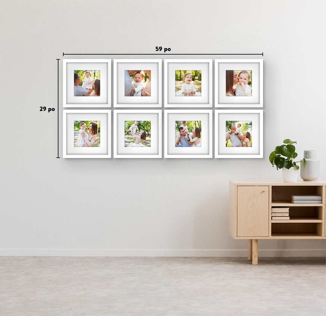 8 x 8 po blanc - Ensemble de 8