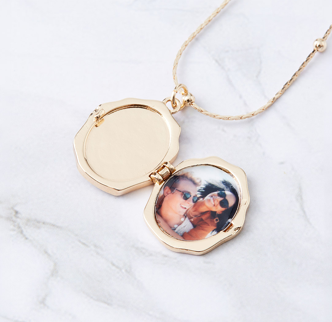 Angel Photo Locket Necklace - Gold Colour