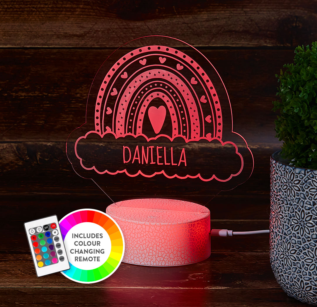 Personalized Cracked White LED Sign - Rainbow