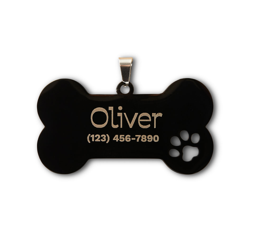 Bone Stainless Steel Pet Tag - Black Colour
