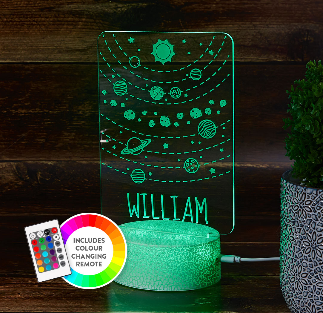 Personalized Cracked White LED Sign - Planets