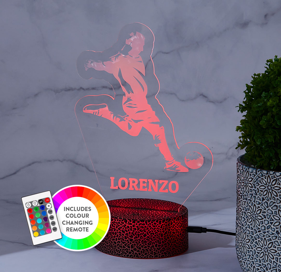 Personalized Cracked Black LED Sign - Soccer Player