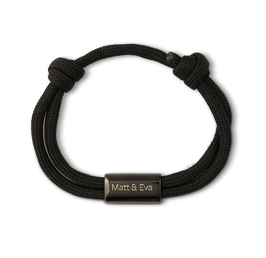 Bracelet de corde ajustable - noir sur noir