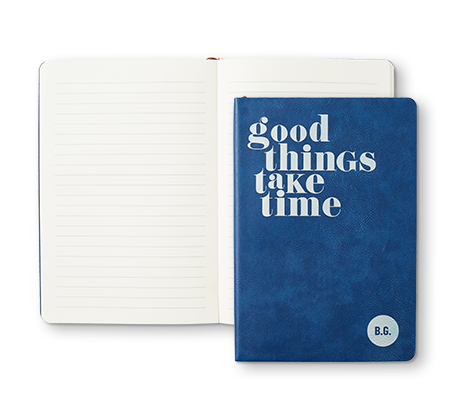 Personalized Navy Blue Leather Notebook