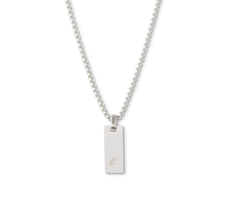 Rectangular Pendant Necklace - Silver Colour
