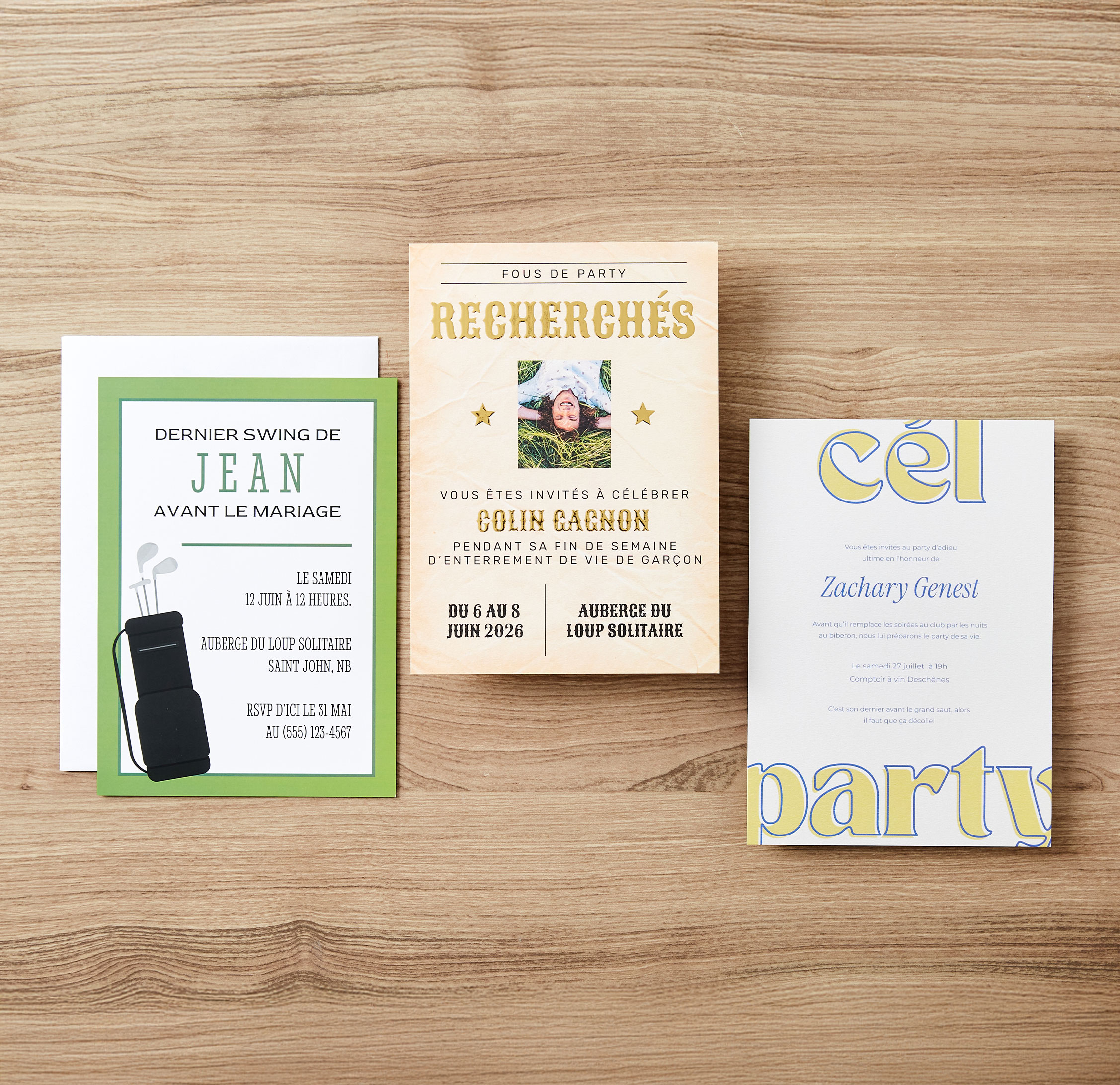 Invitation d’enterrement de vie de célibataire perle et métallisé de 5 x 7 po