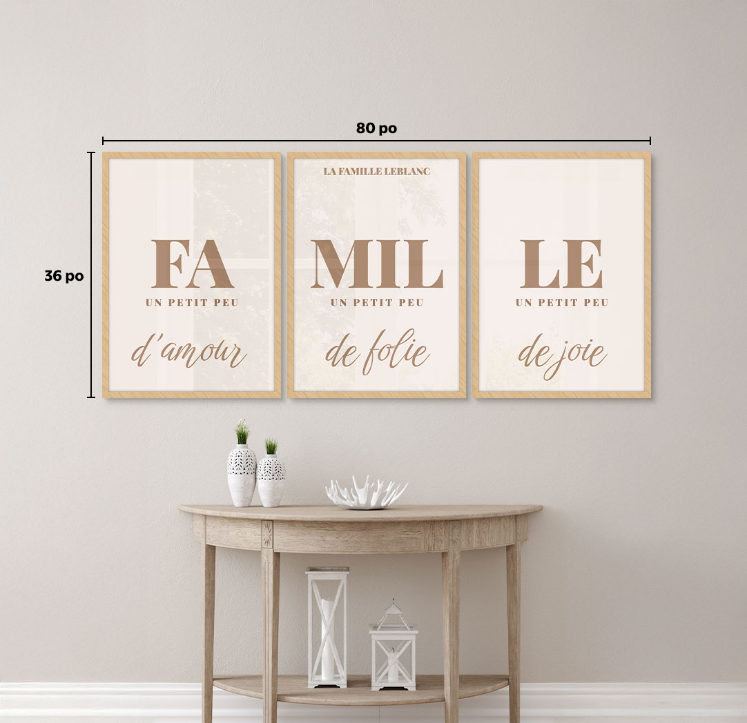 Ensemble de 3 - thématique de 20 x 30 po, cadres bois