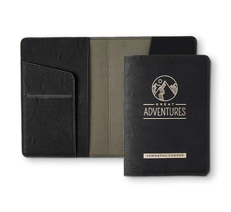 Personalized Black Leather Passport Holder