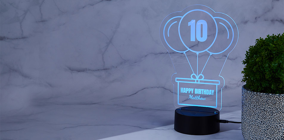 Panneau à DEL personnalisé noir - Ballons d’anniversaire