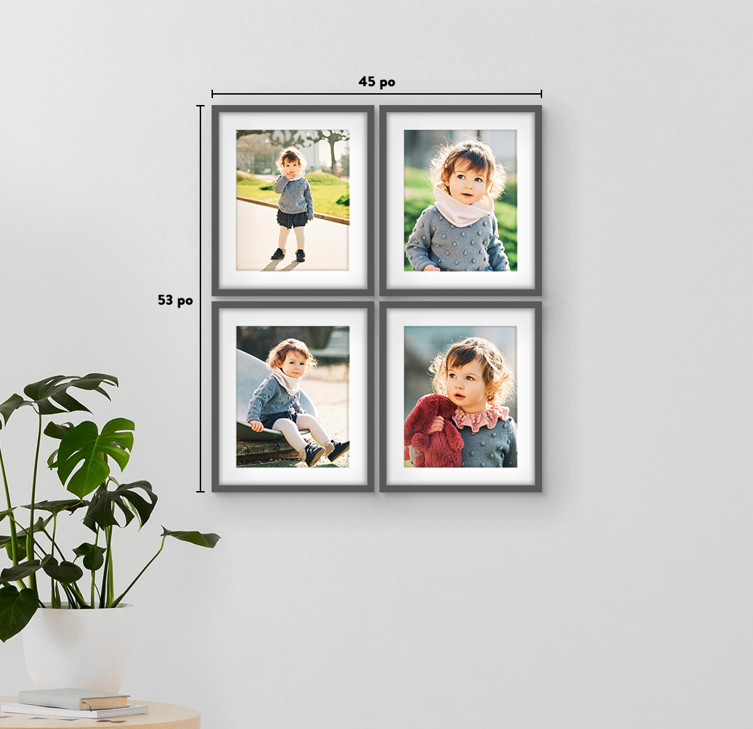 16 x 20 po gris - Ensemble de 4