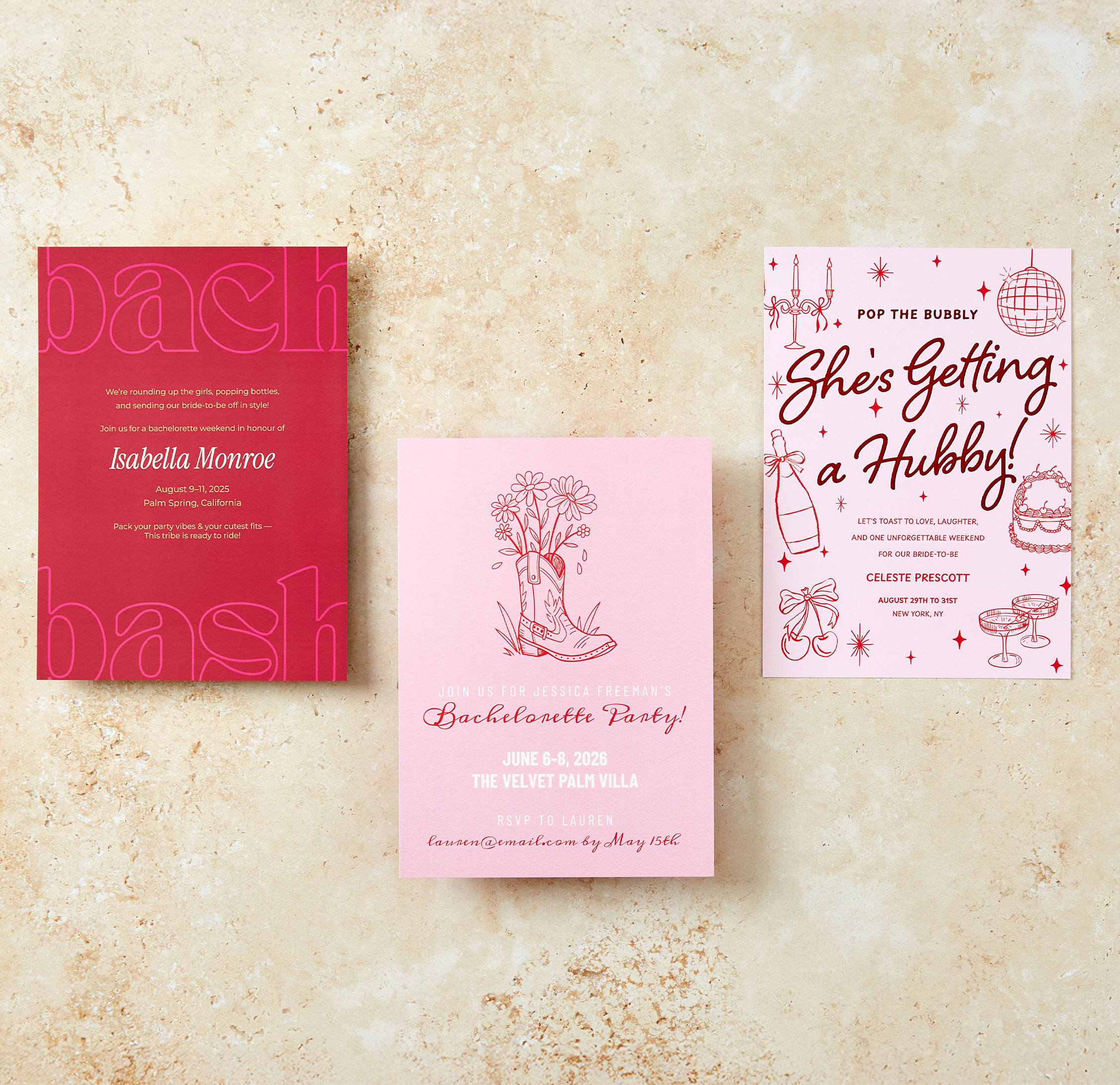 5x7 Pearl & Foil Bachelor/Bachelorette Party Invitations