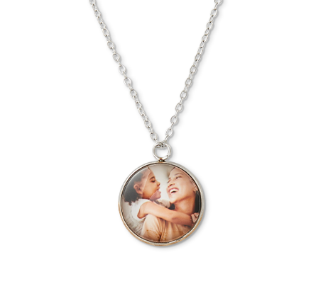 Dome Pendant Photo Necklace - Silver Colour