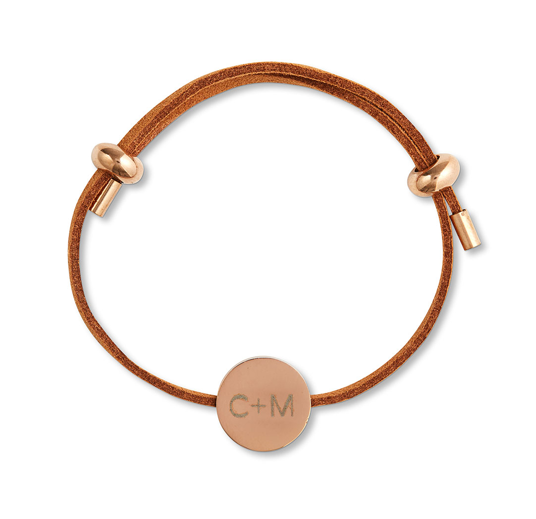 Suede Adjustable Bracelet - Brown & Rose Gold Colour
