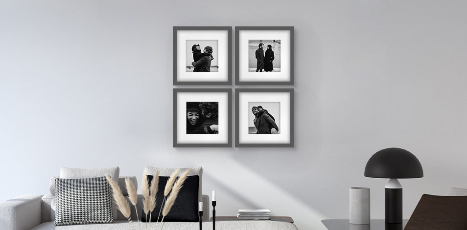 8 x 8 po gris - Ensemble de 4