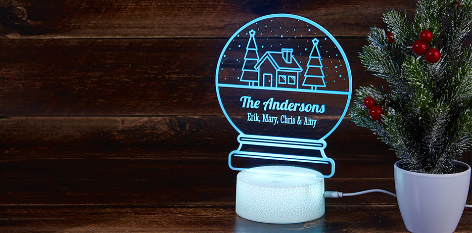 Personalized Cracked White LED Sign - Snow Globe