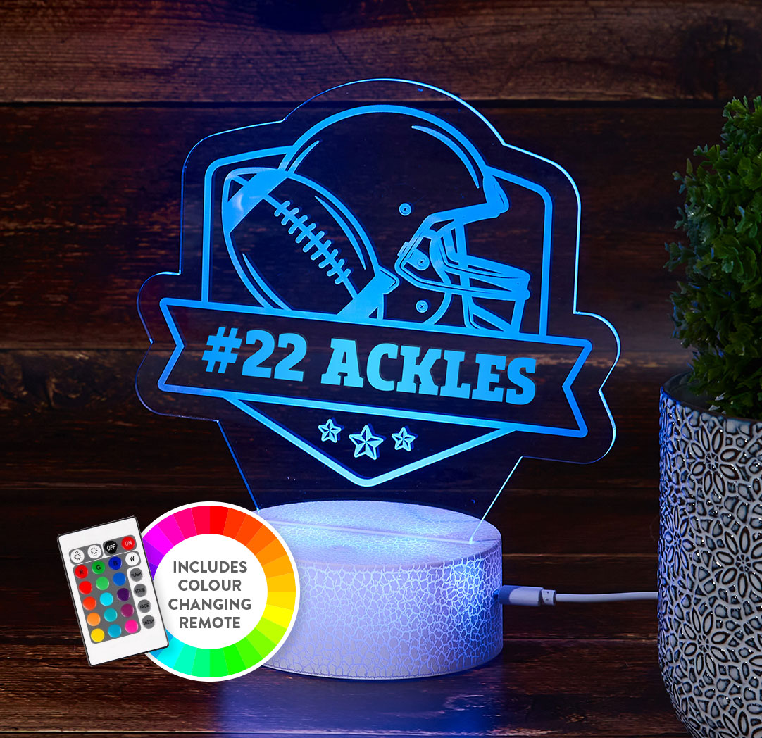 Personalized Cracked White LED Sign - Football
