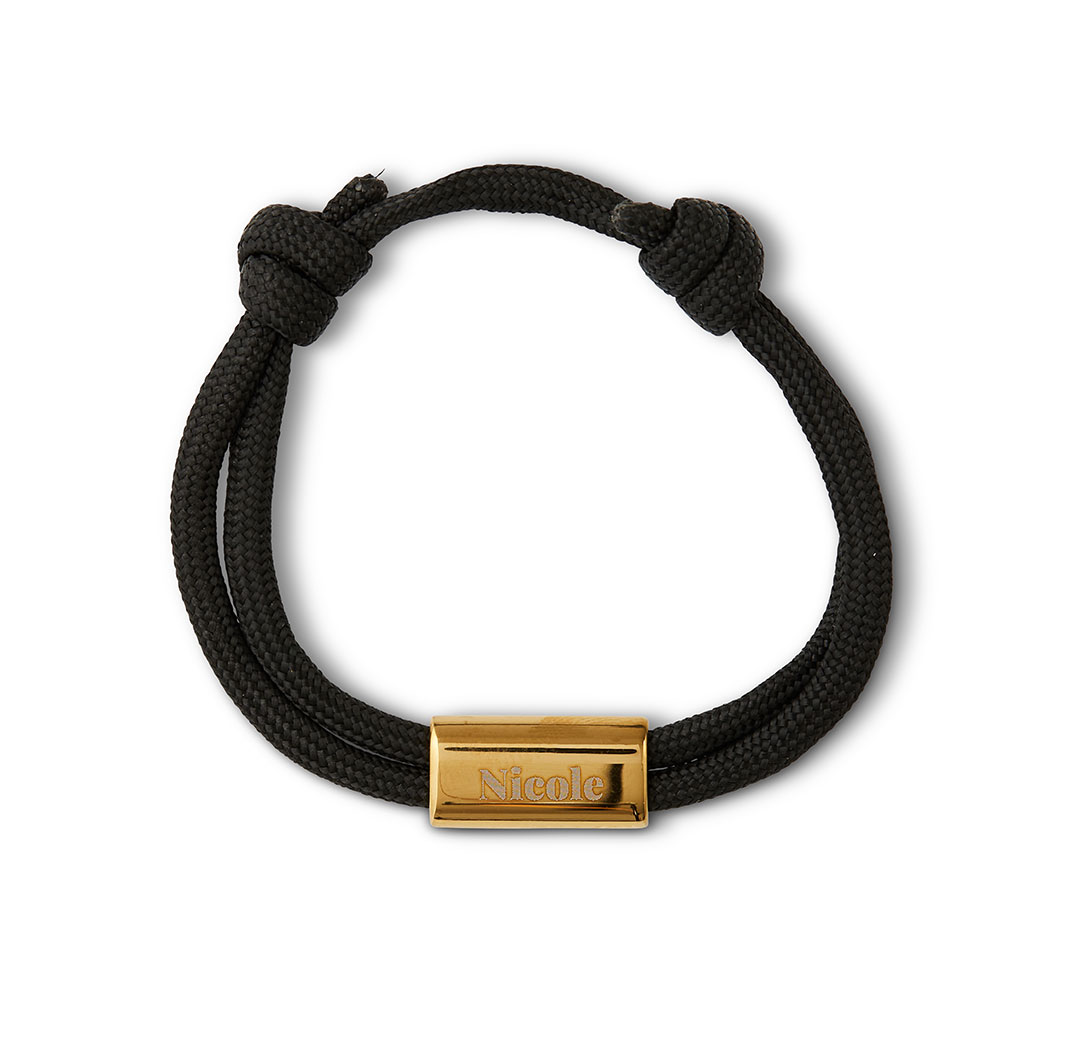 Bracelet de corde ajustable - noir et or