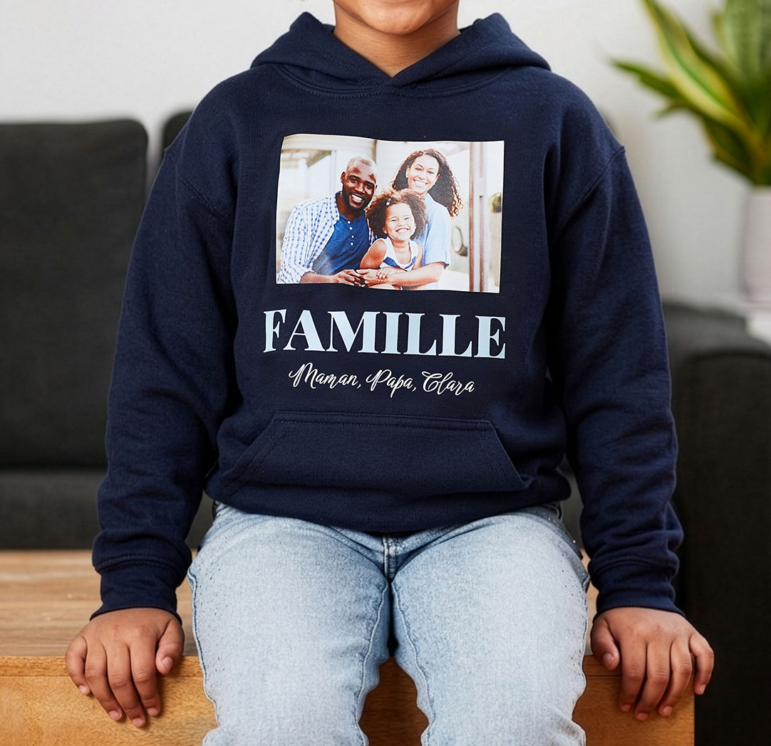 Chandail à capuchon jeunes - bleu marin (grand)