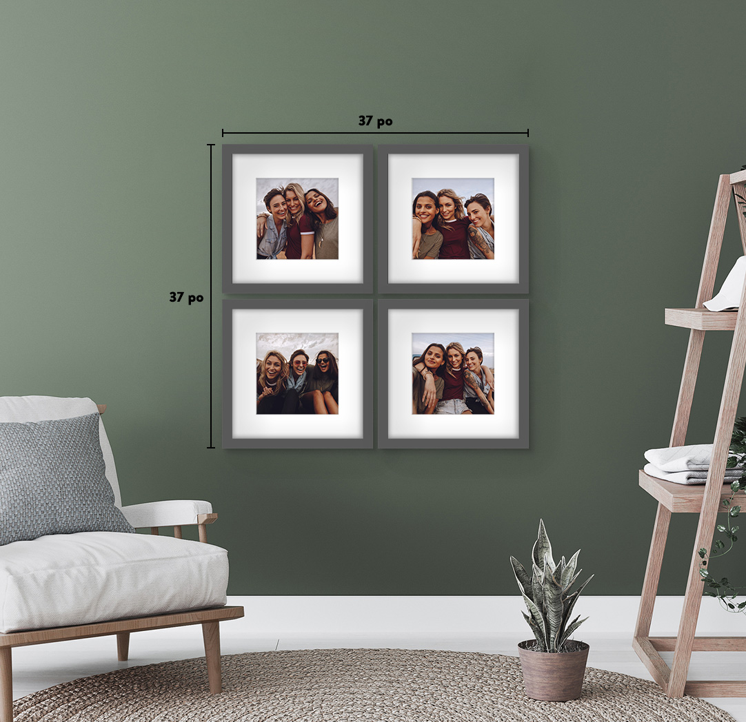 12 x 12 po gris - Ensemble de 4