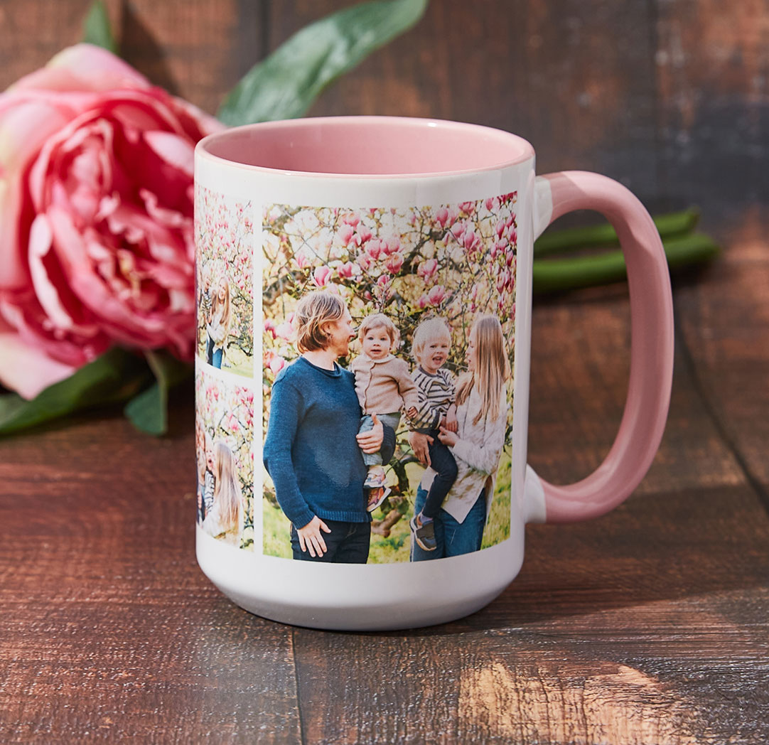 Tasse avec photo de 15 onces - Rose