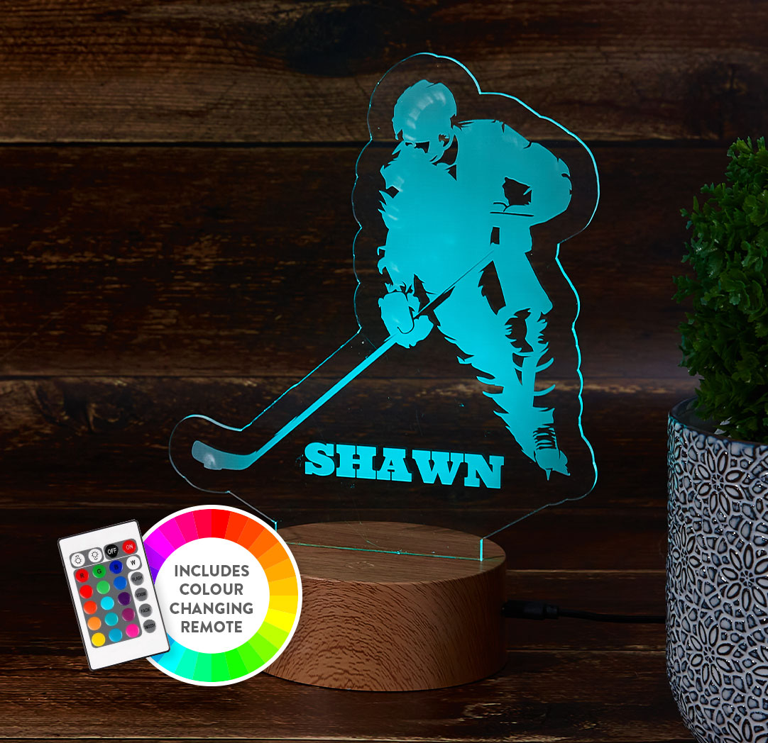 Personalized Wood LED Sign - Hockey Player
