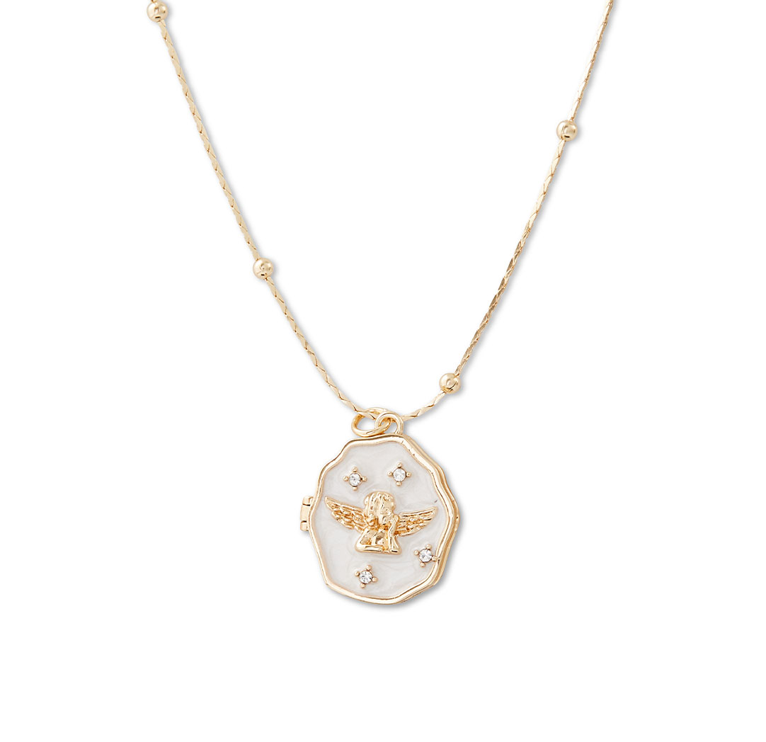 Collier avec médaillon photo angélique - couleur or