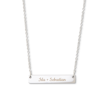 Horizontal Bar Pendant Necklace - Silver Colour