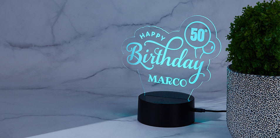 Panneau à DEL personnalisé noir - Happy Birthday