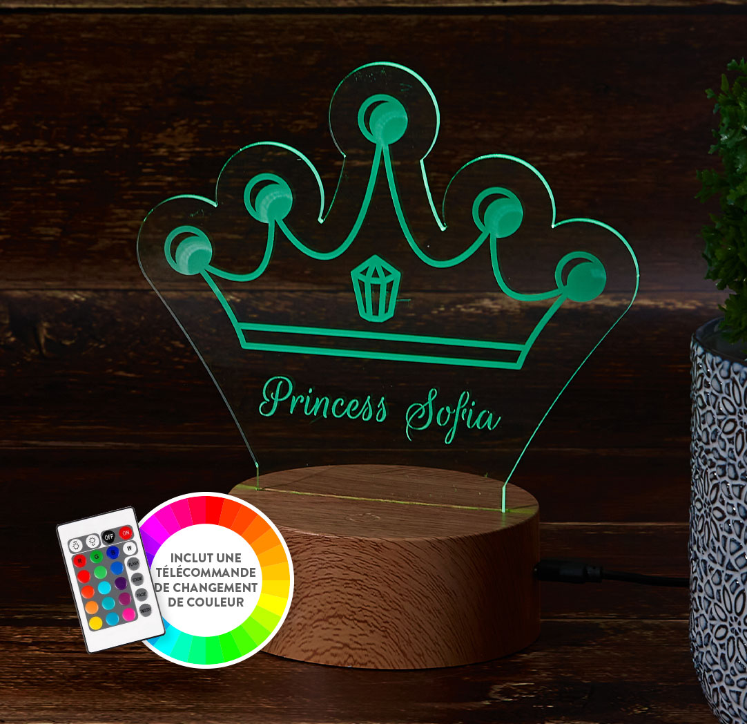 Panneau à DEL personnalisé en bois - Couronne