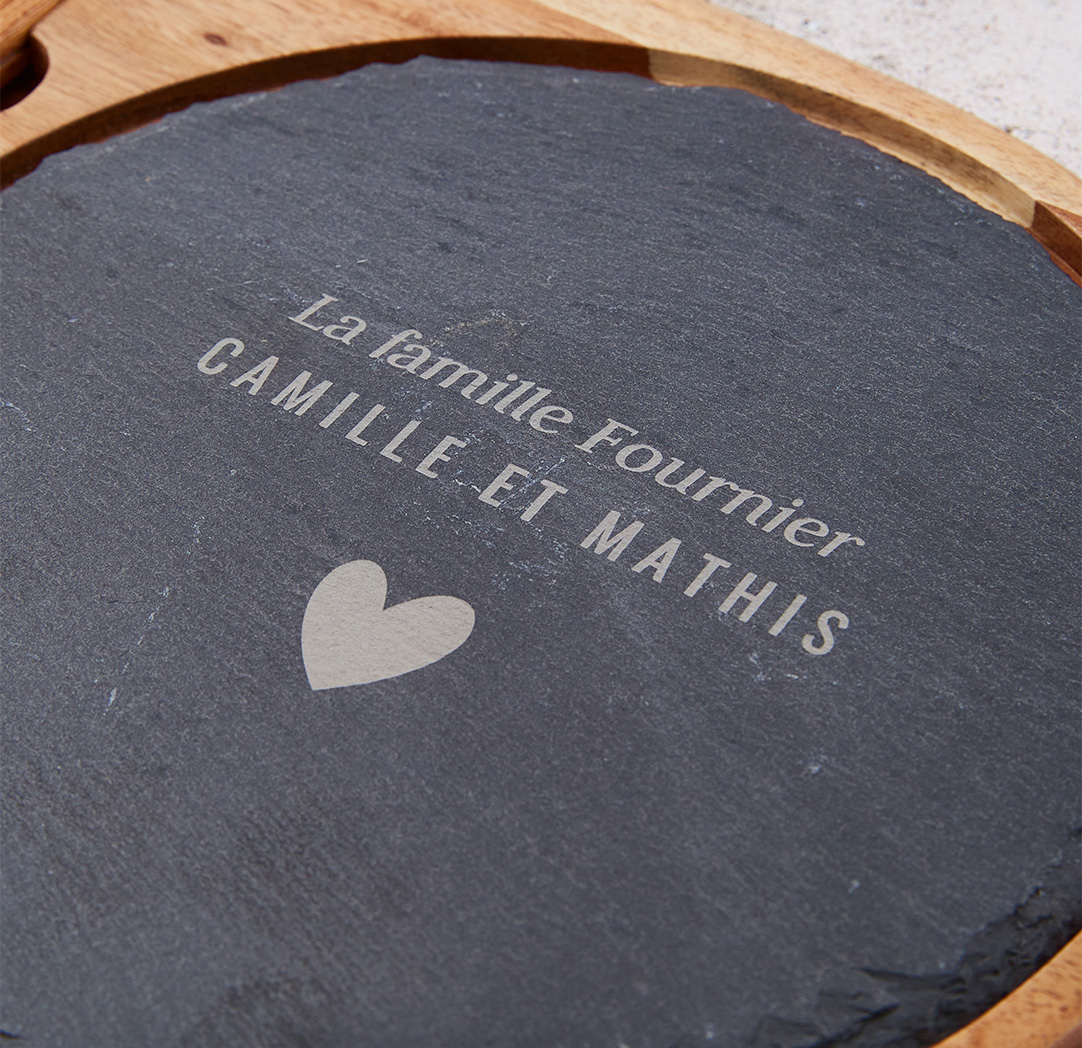 Ensemble à fromage personnalisé en bois et ardoise