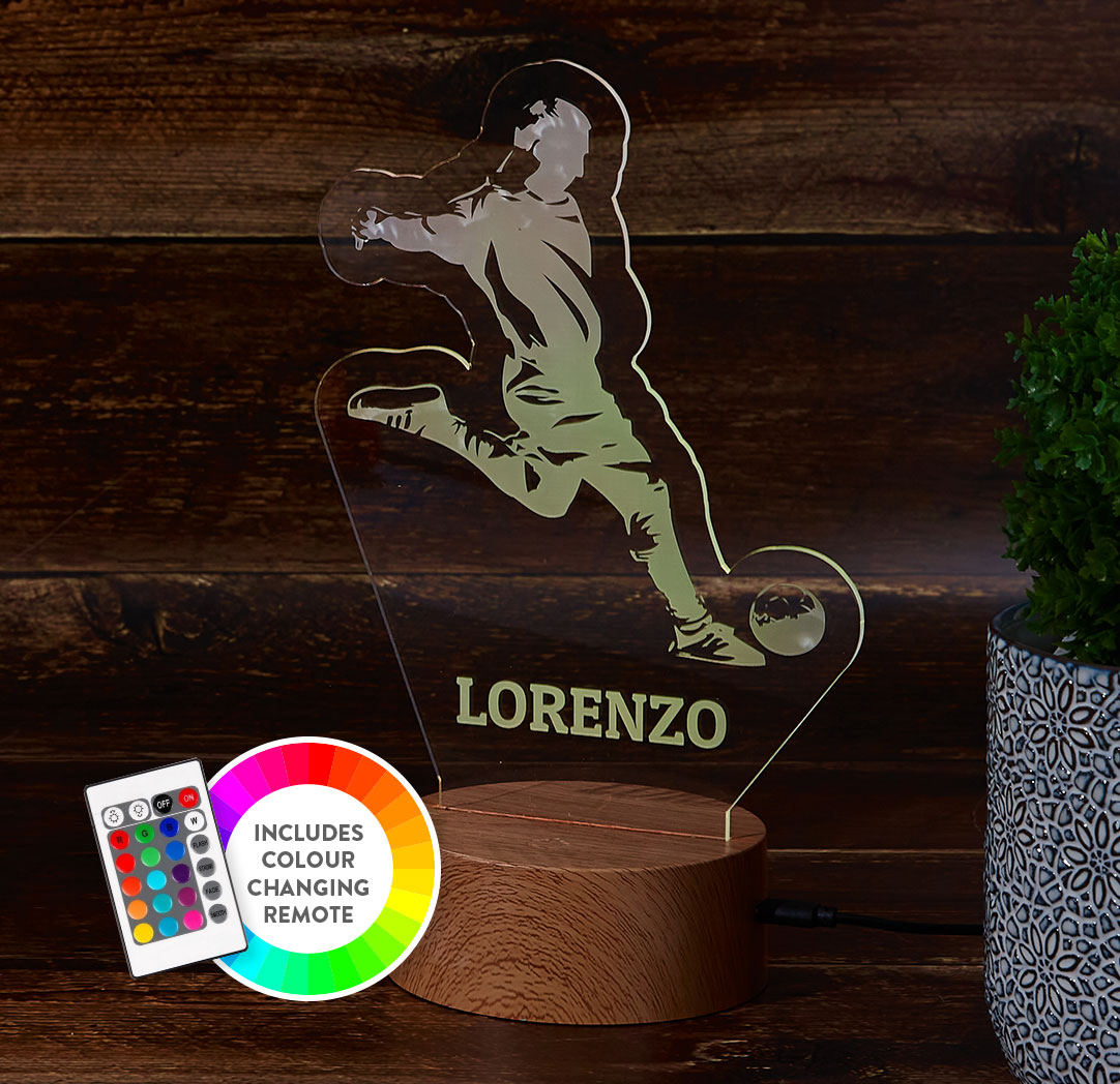 Personalized Wood LED Sign - Soccer Player