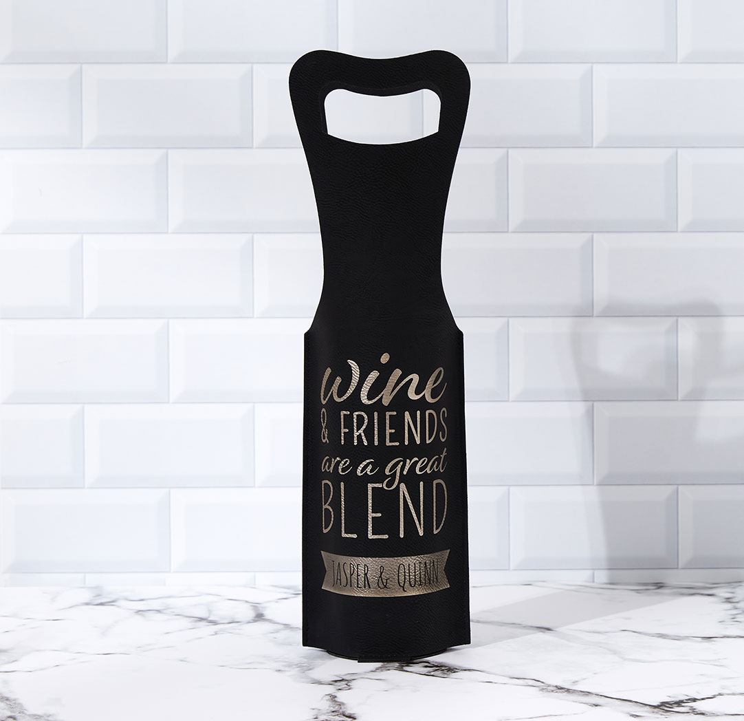 Personalized Leather Wine Tote