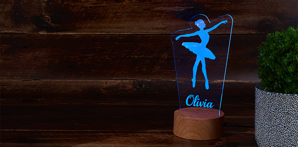Panneau à DEL personnalisé en bois - Ballerine