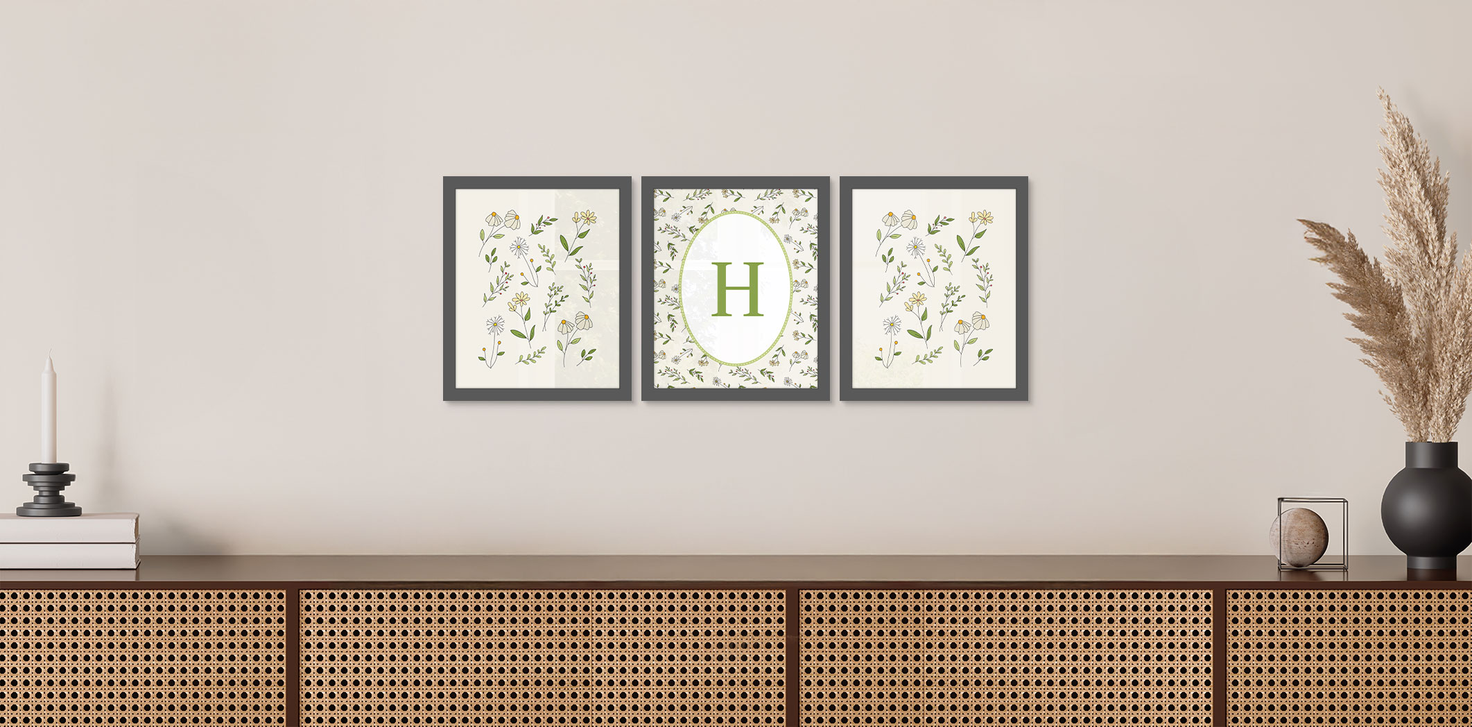 Set of 3 - Themed 8x10 Grey Frames