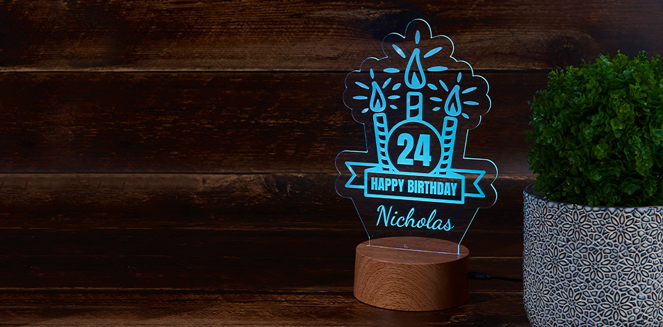 Personalized Wood LED Sign - Birthday Candles