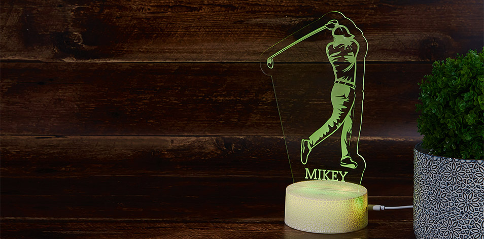 Panneau à DEL personnalisé blanc craquelé - Golfeur