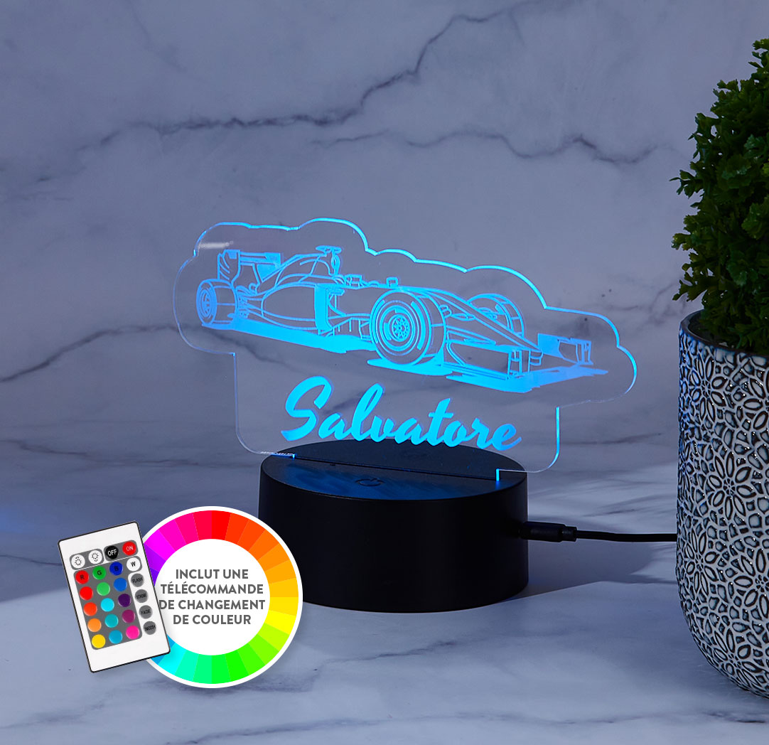 Panneau à DEL personnalisé noir - Voiture de course