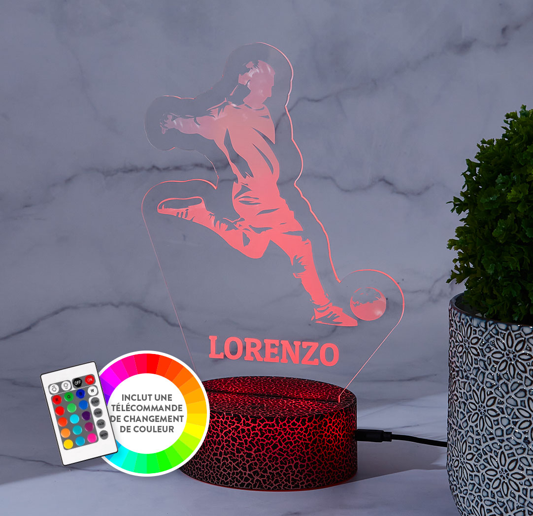 Panneau à DEL personnalisé noir craquelé - Joueur de soccer