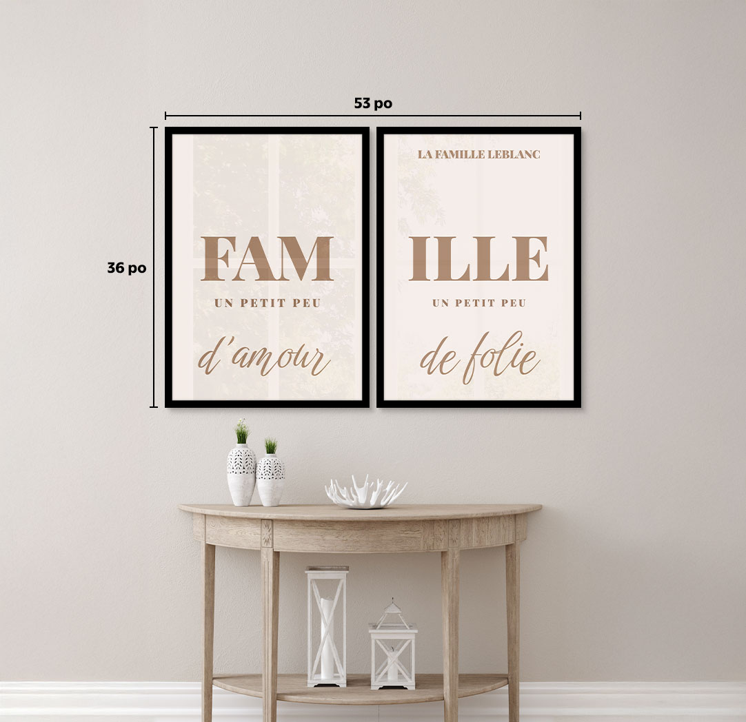 Ensemble de 2 - thématique de 20 x 30 po, cadres noirs