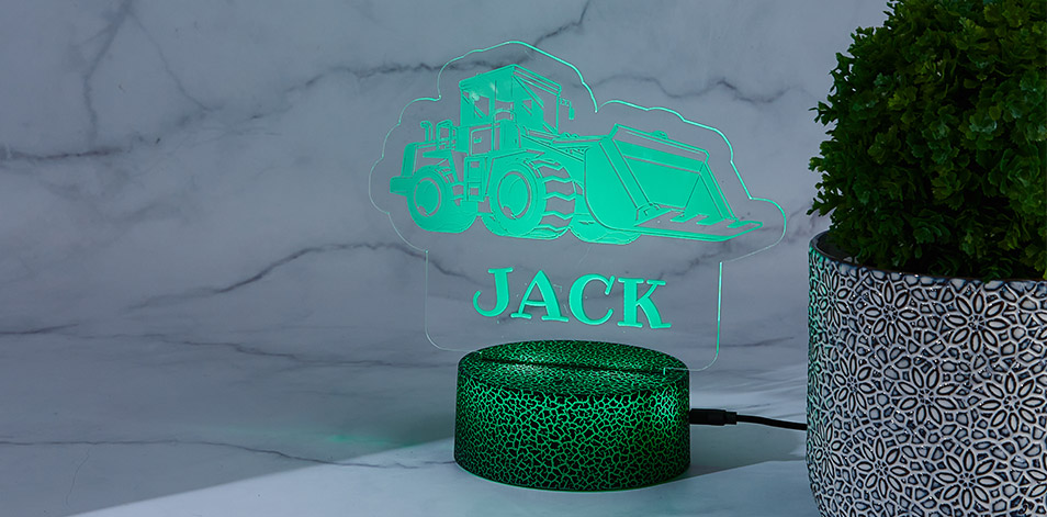 Personalized Cracked Black LED Sign - Bulldozer