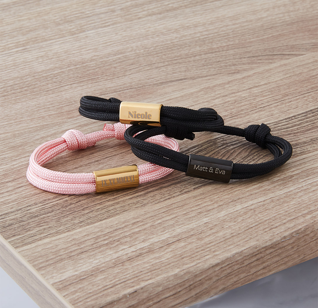 Bracelet de corde ajustable - noir sur noir