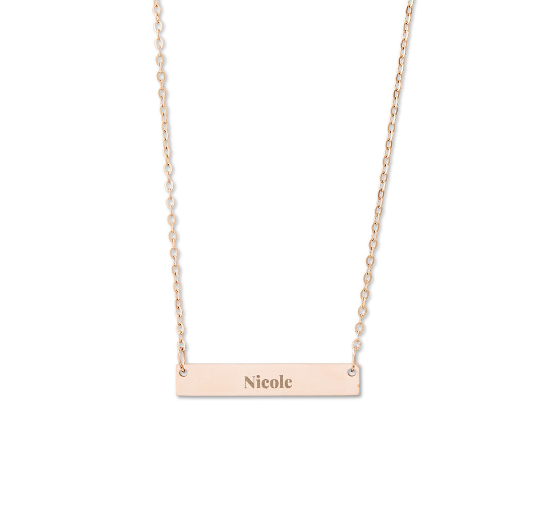 Horizontal Bar Pendant Necklace - Rose Gold Colour