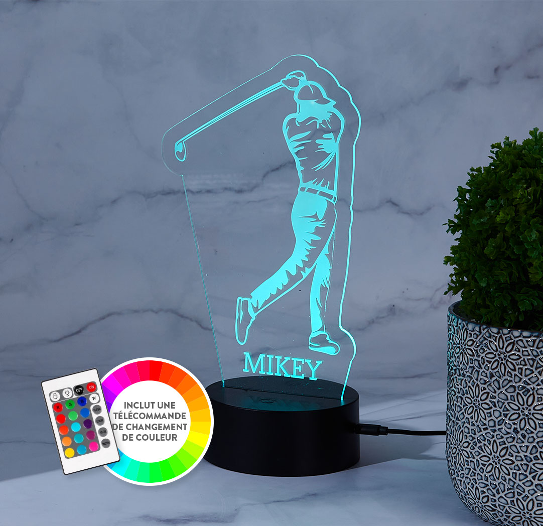 Panneau à DEL personnalisé noir - Golfeur