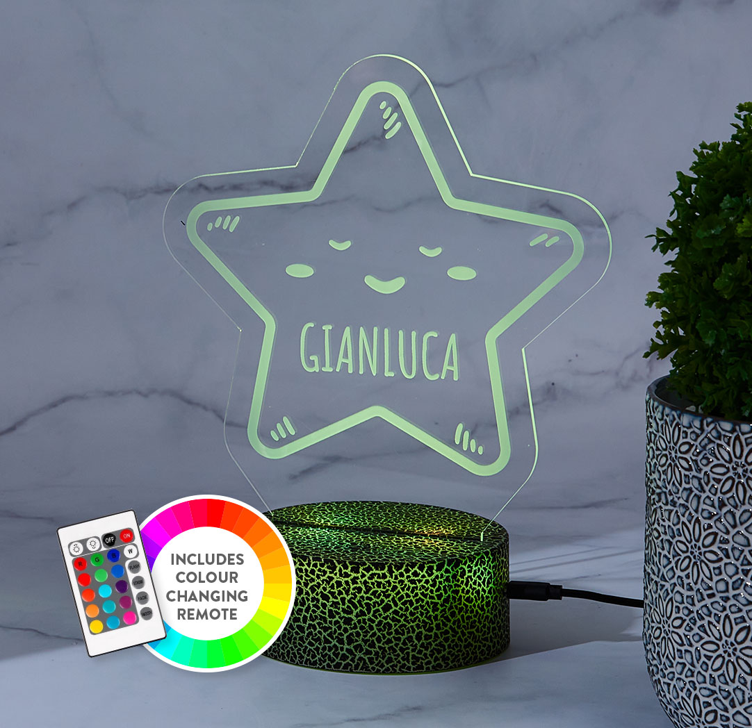 Personalized Cracked Black LED Sign - Star