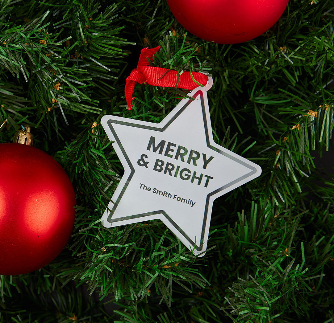 Clear Engraved Star Ornament