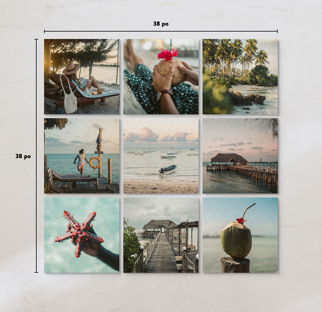 Photos sur toile économiques de 12 x 12 po  - Ensemble de 9