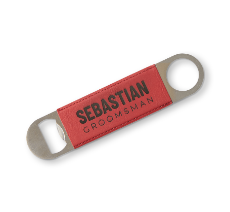 Red Leather Engraved Bottle Opener