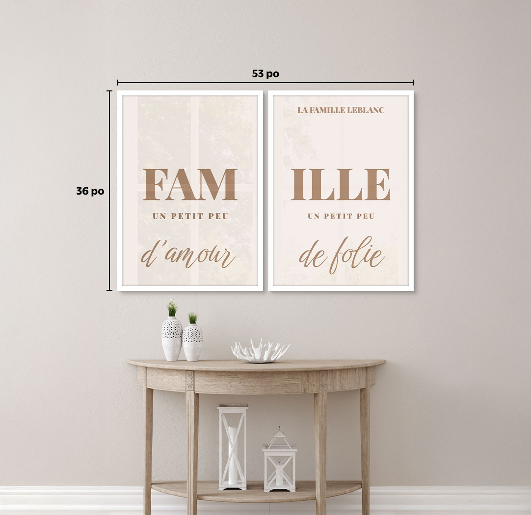 Ensemble de 2 - thématique de 20 x 30 po, cadres blancs