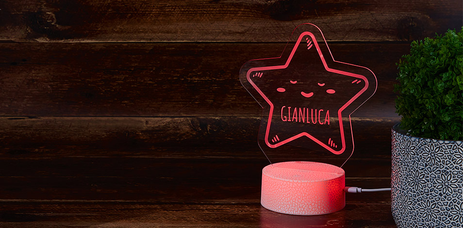 Personalized Cracked White LED Sign - Star